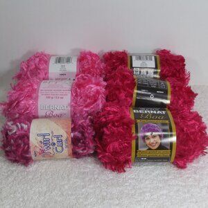 NEW Bernat Yarn Pinks Mixed  Lot of 6 Skeins Fancy Eyelash Novelty 19.25 OZ/550g
